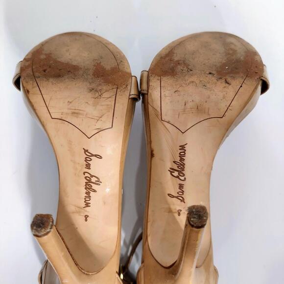 Sam Edelman Patti Ankle Strap Heel Beige Patent Leather Women's Size 8 - Picture 5 of 9